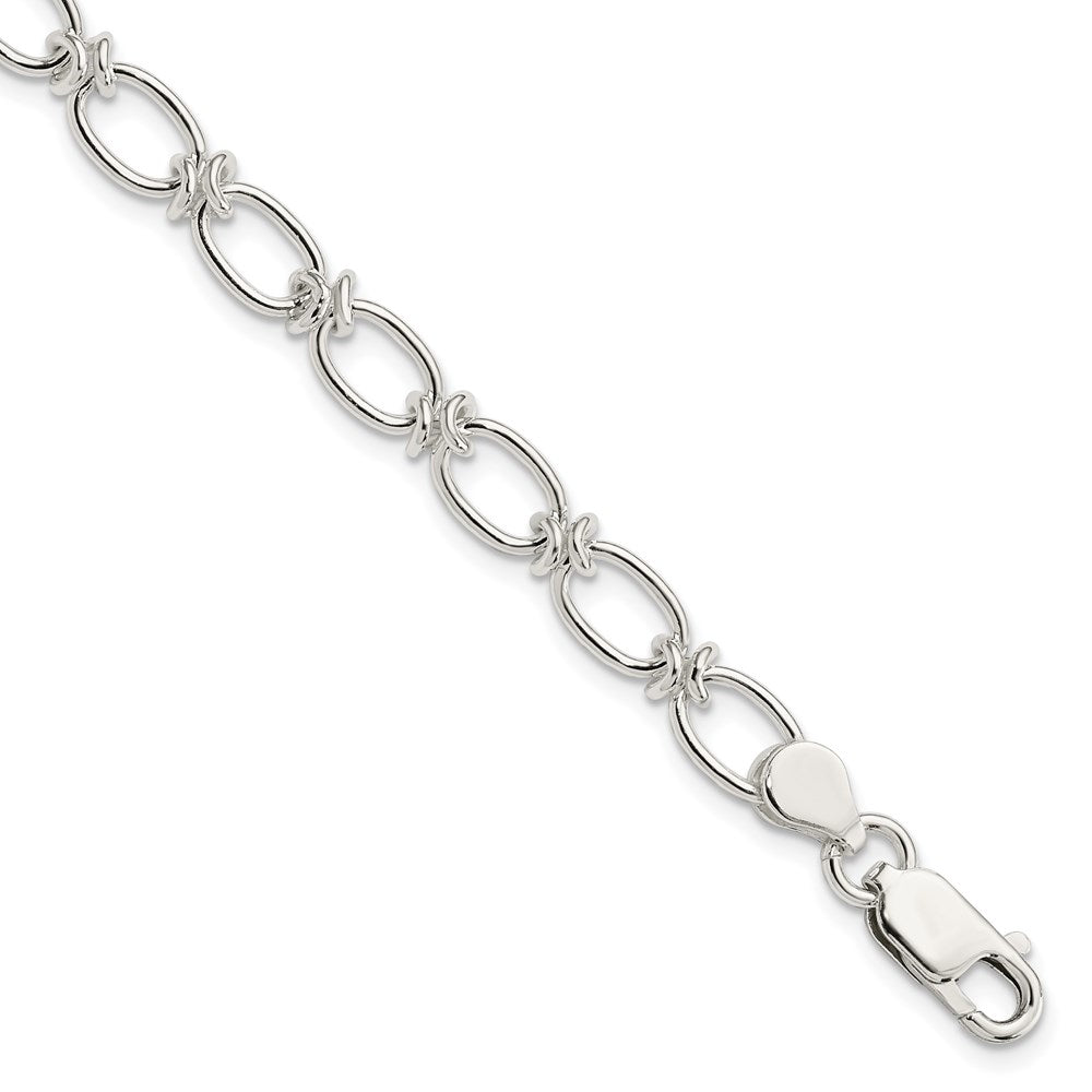 7.5 Inch Sterling Silver Polished Oval Link Bracelet