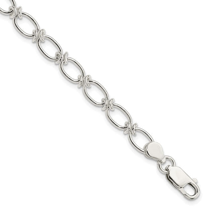 7.5 Inch Sterling Silver Polished Oval Link Bracelet