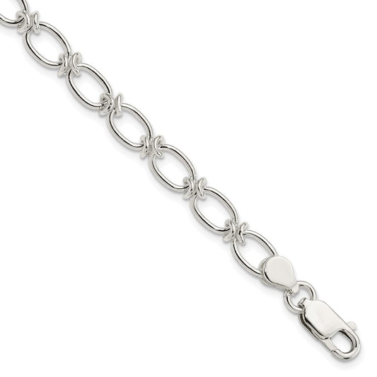 7.5 Inch Sterling Silver Polished Oval Link Bracelet