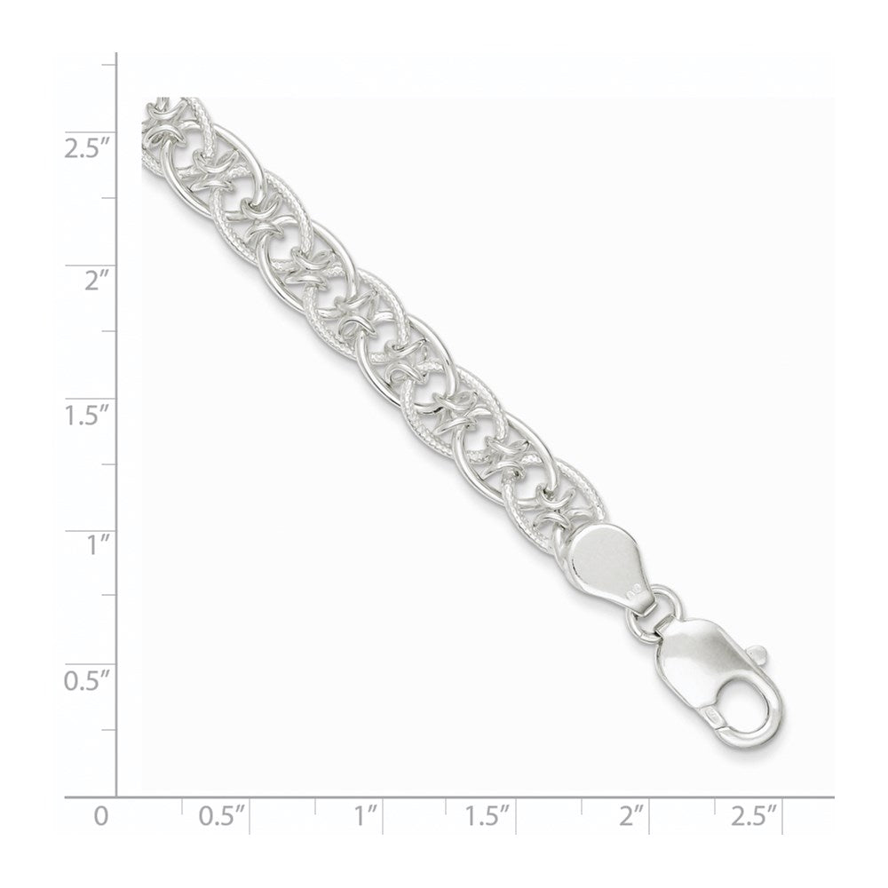 7.5 Inch Sterling Silver Polished And Textured Fancy Bracelet