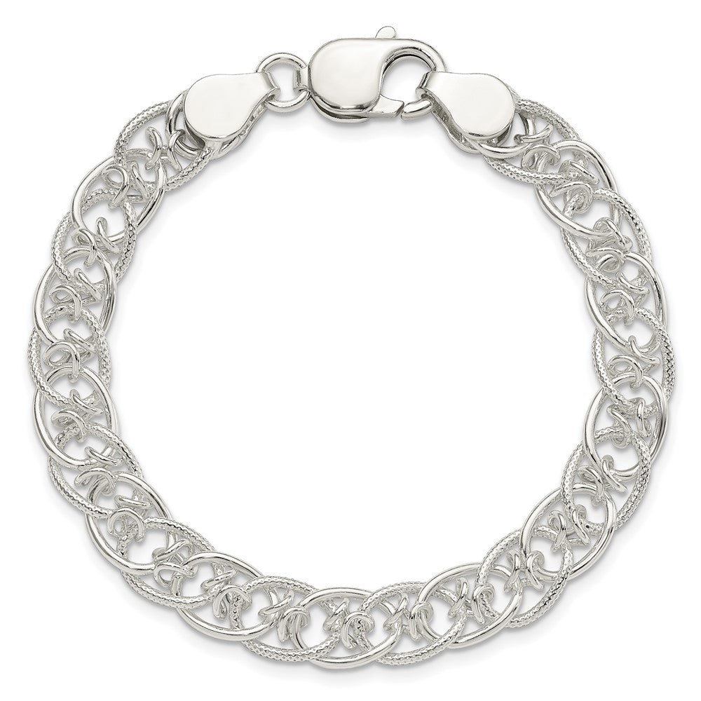 7.5 Inch Sterling Silver Polished And Textured Fancy Bracelet