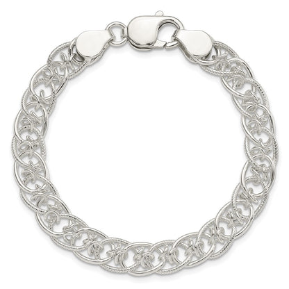 7.5 Inch Sterling Silver Polished And Textured Fancy Bracelet