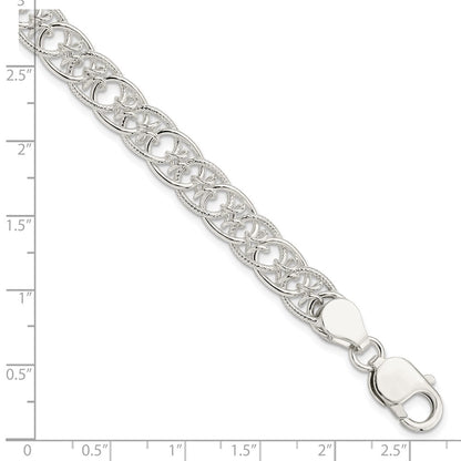 7.5 Inch Sterling Silver Polished And Textured Fancy Bracelet