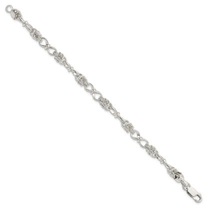 7.5 Inch Sterling Silver Polished And Textured Fancy Bracelet