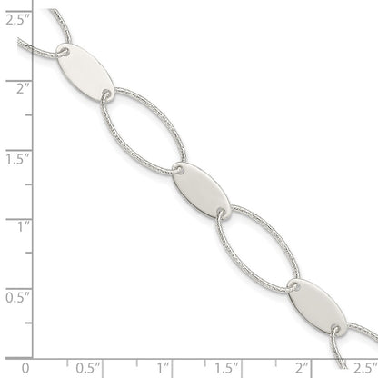 7.5 Inch Sterling Silver Polished And Textured Oval Link Bracelet
