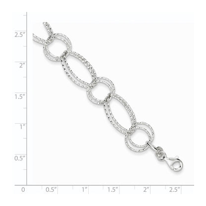 7 Inch Sterling Silver Textured Double Link Bracelet