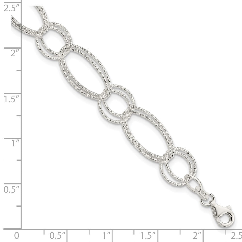 7 Inch Sterling Silver Textured Double Link Bracelet