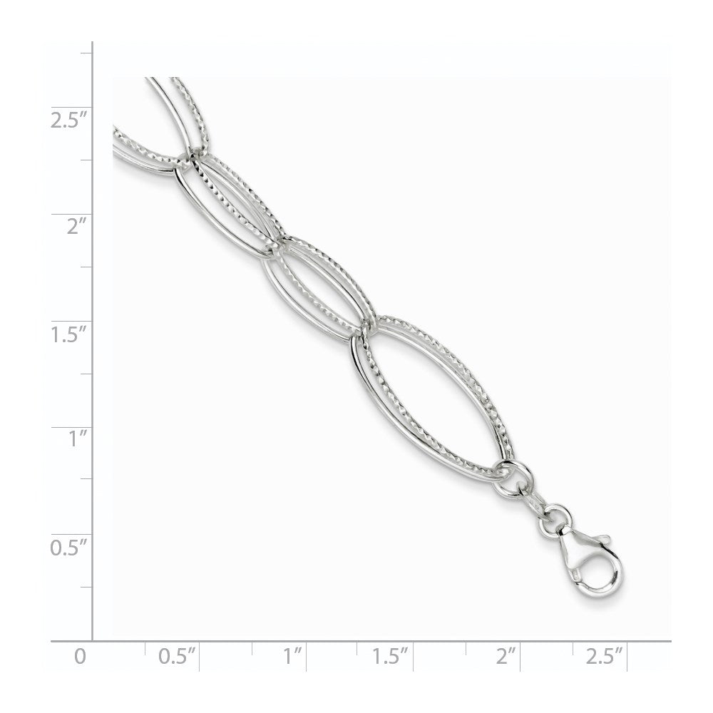 7.5 Inch Sterling Silver Polished And Textured Oval Link Bracelet