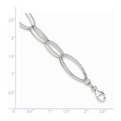 7.5 Inch Sterling Silver Polished And Textured Oval Link Bracelet