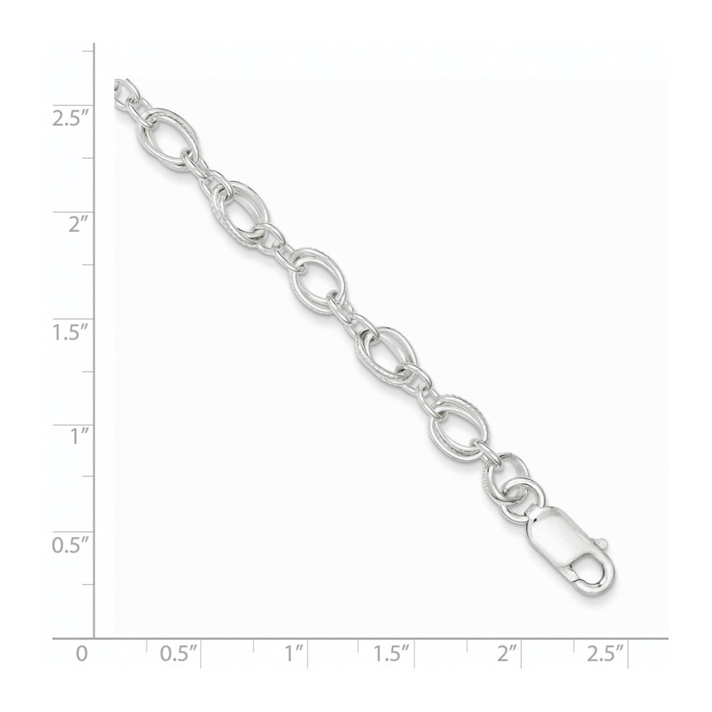 7.5 Inch Sterling Silver Polished And Textured 5.5mm Fancy Bracelet