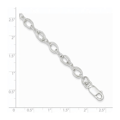 7.5 Inch Sterling Silver Polished And Textured 5.5mm Fancy Bracelet