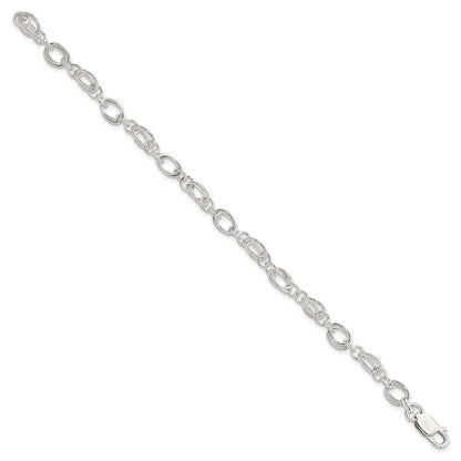 7.5 Inch Sterling Silver Polished And Textured 5.5mm Fancy Bracelet