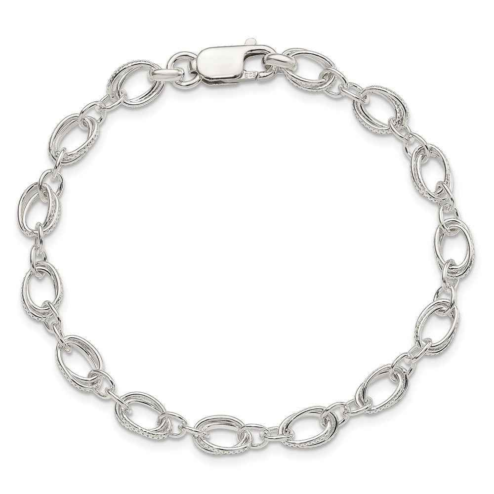 7.5 Inch Sterling Silver Polished And Textured 5.5mm Fancy Bracelet