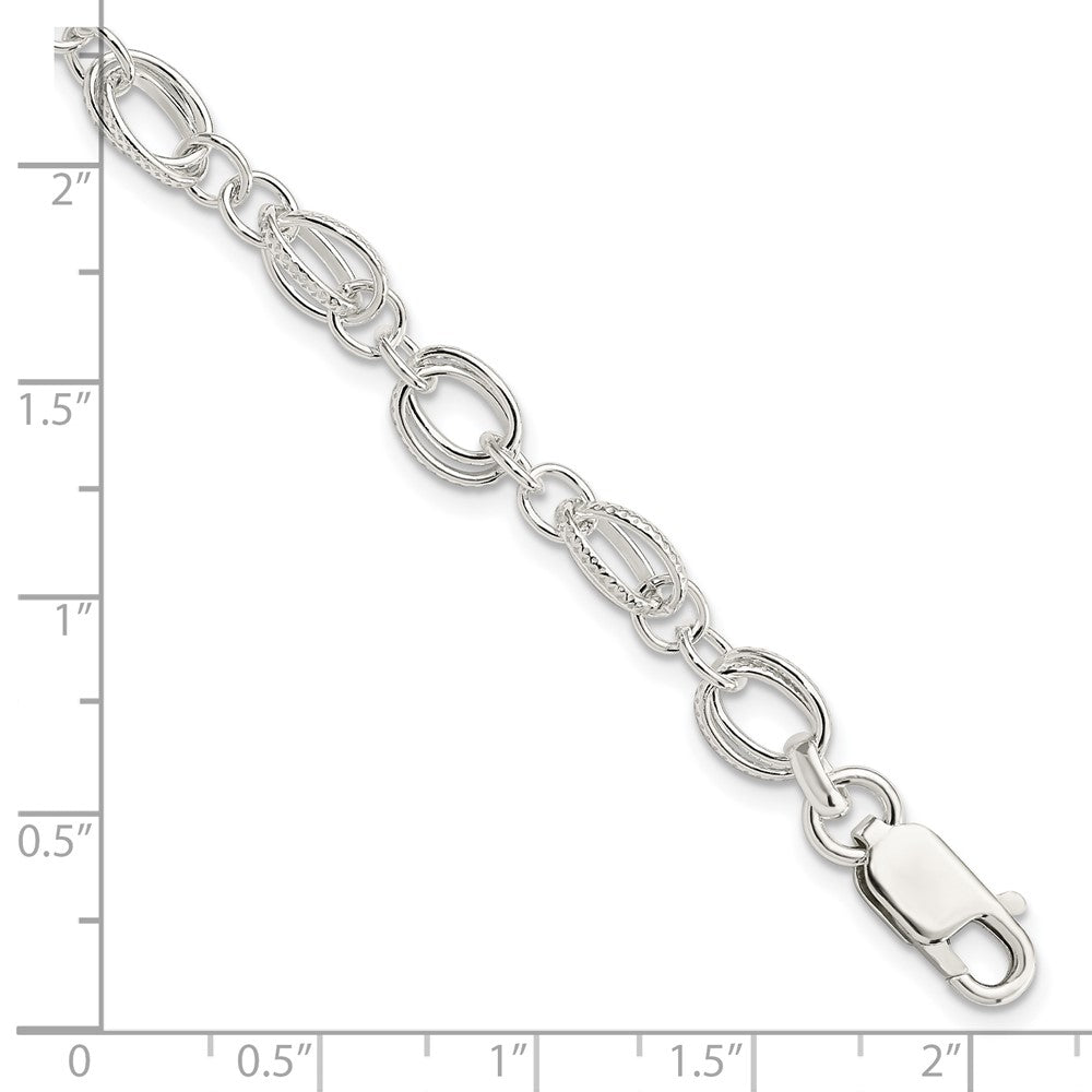 7.5 Inch Sterling Silver Polished And Textured 5.5mm Fancy Bracelet