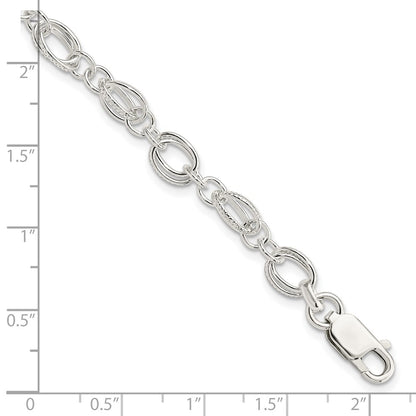 7.5 Inch Sterling Silver Polished And Textured 5.5mm Fancy Bracelet