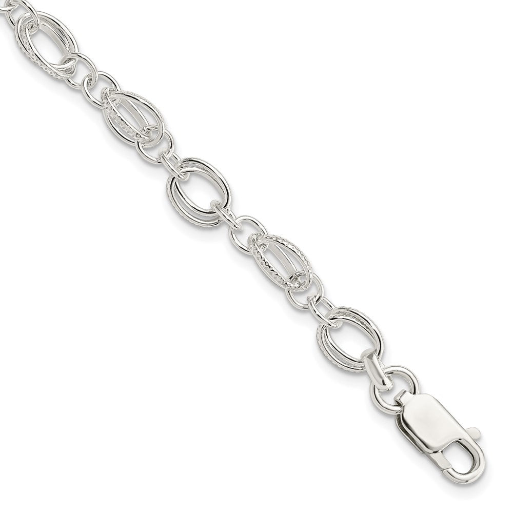 7.5 Inch Sterling Silver Polished And Textured 5.5mm Fancy Bracelet