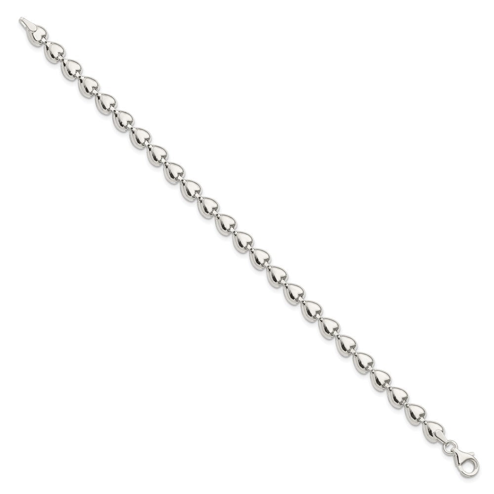7.5 Inch Sterling Silver Polished Heart Bracelet