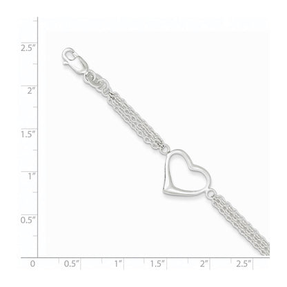 7.5 Inch Sterling Silver Heart Bracelet