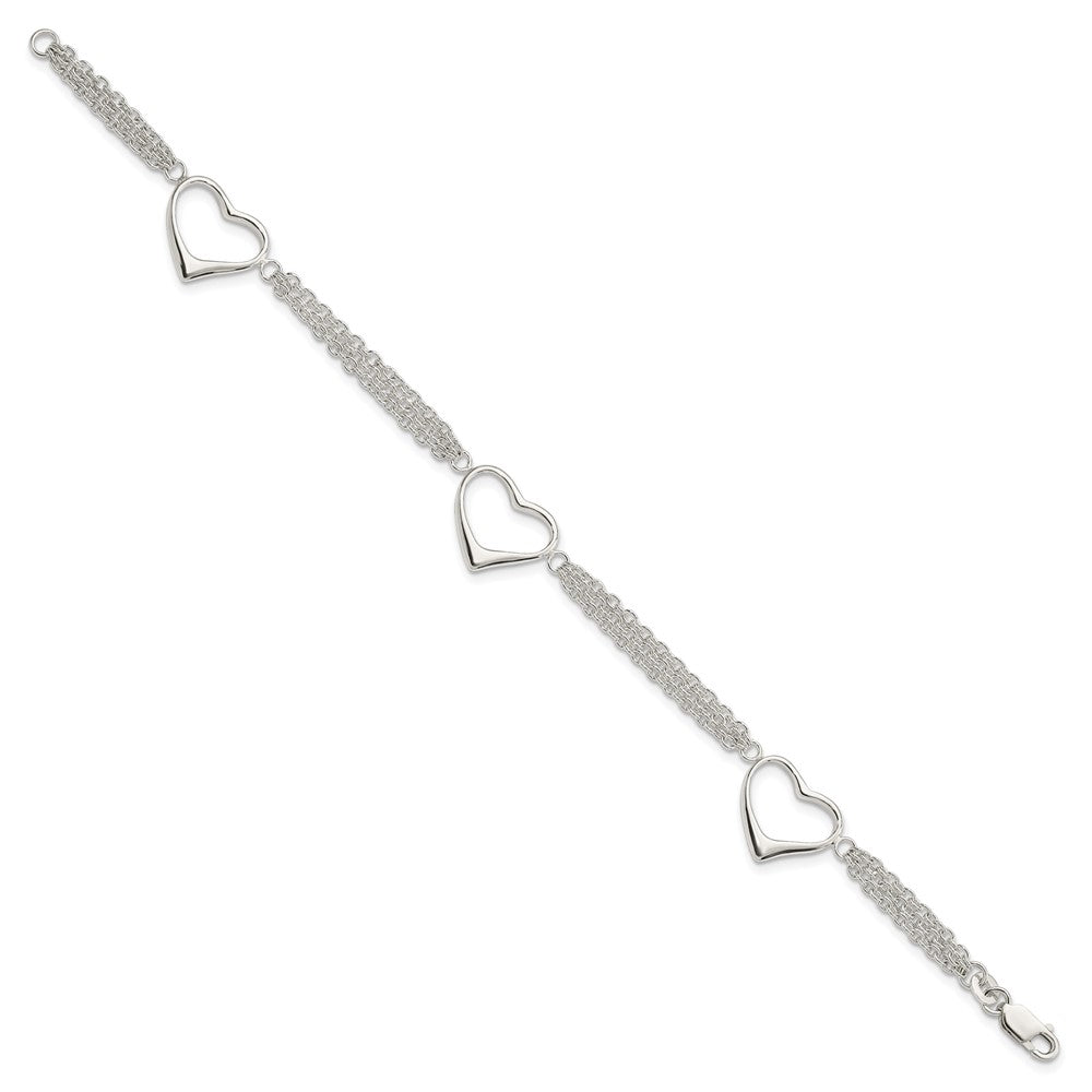 7.5 Inch Sterling Silver Heart Bracelet