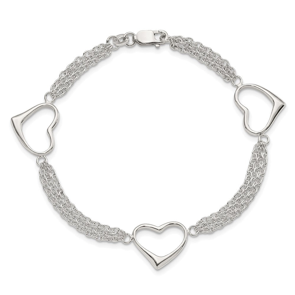 7.5 Inch Sterling Silver Heart Bracelet