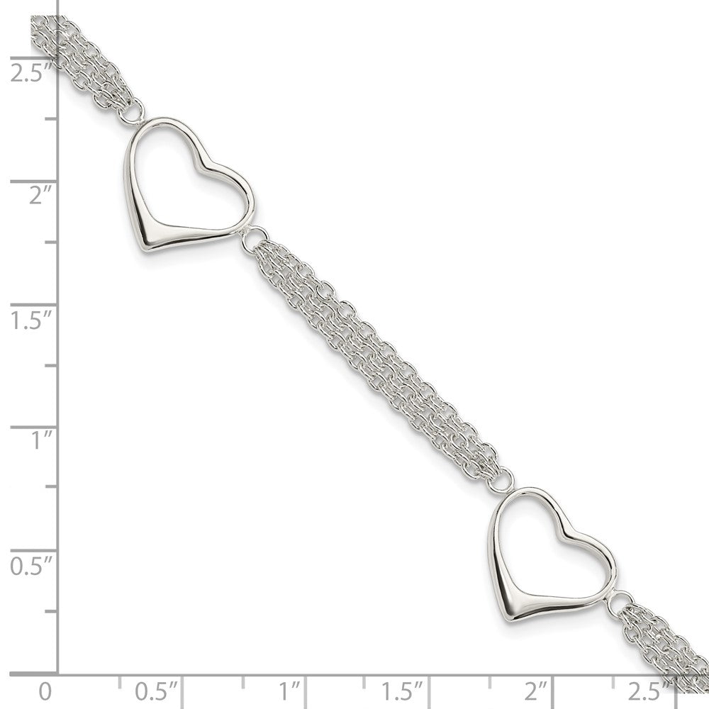 7.5 Inch Sterling Silver Heart Bracelet