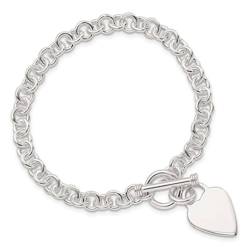 7.5 Inch Sterling Silver Polished Heart Bracelet