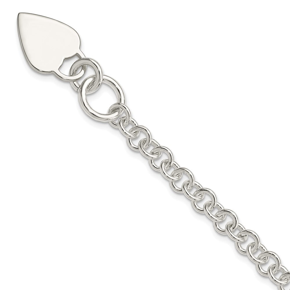 7.5 Inch Sterling Silver Polished Heart Bracelet