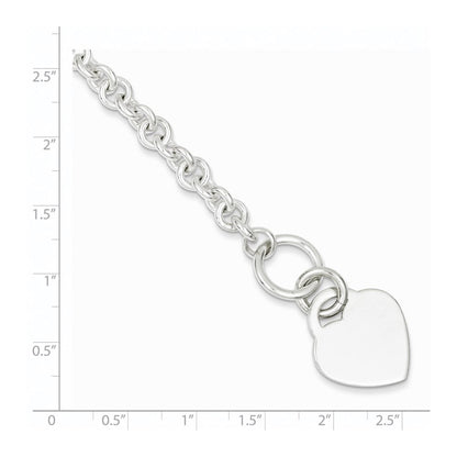 8.5 Inch Sterling Silver Polished Engraveable Heart Bracelet