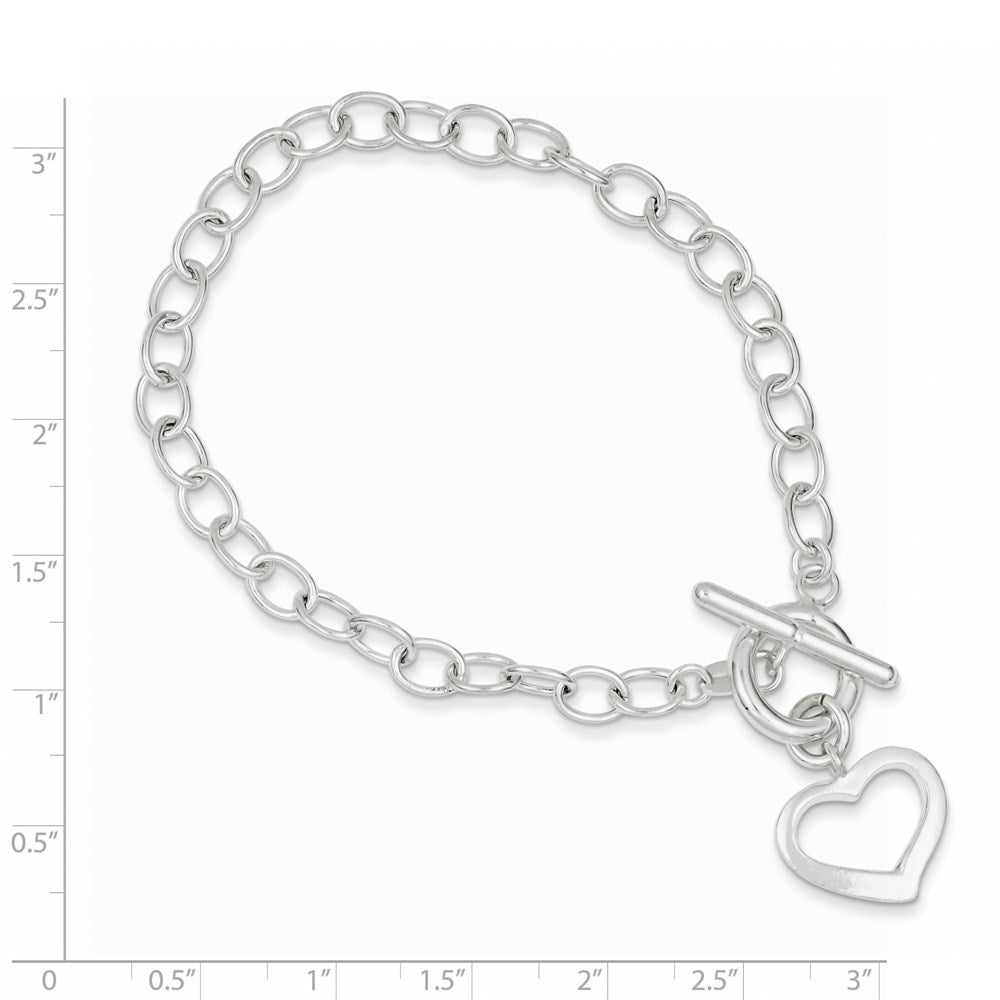 7.5 Inch Sterling Silver Open Link Heart Bracelet