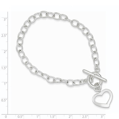 7.5 Inch Sterling Silver Open Link Heart Bracelet