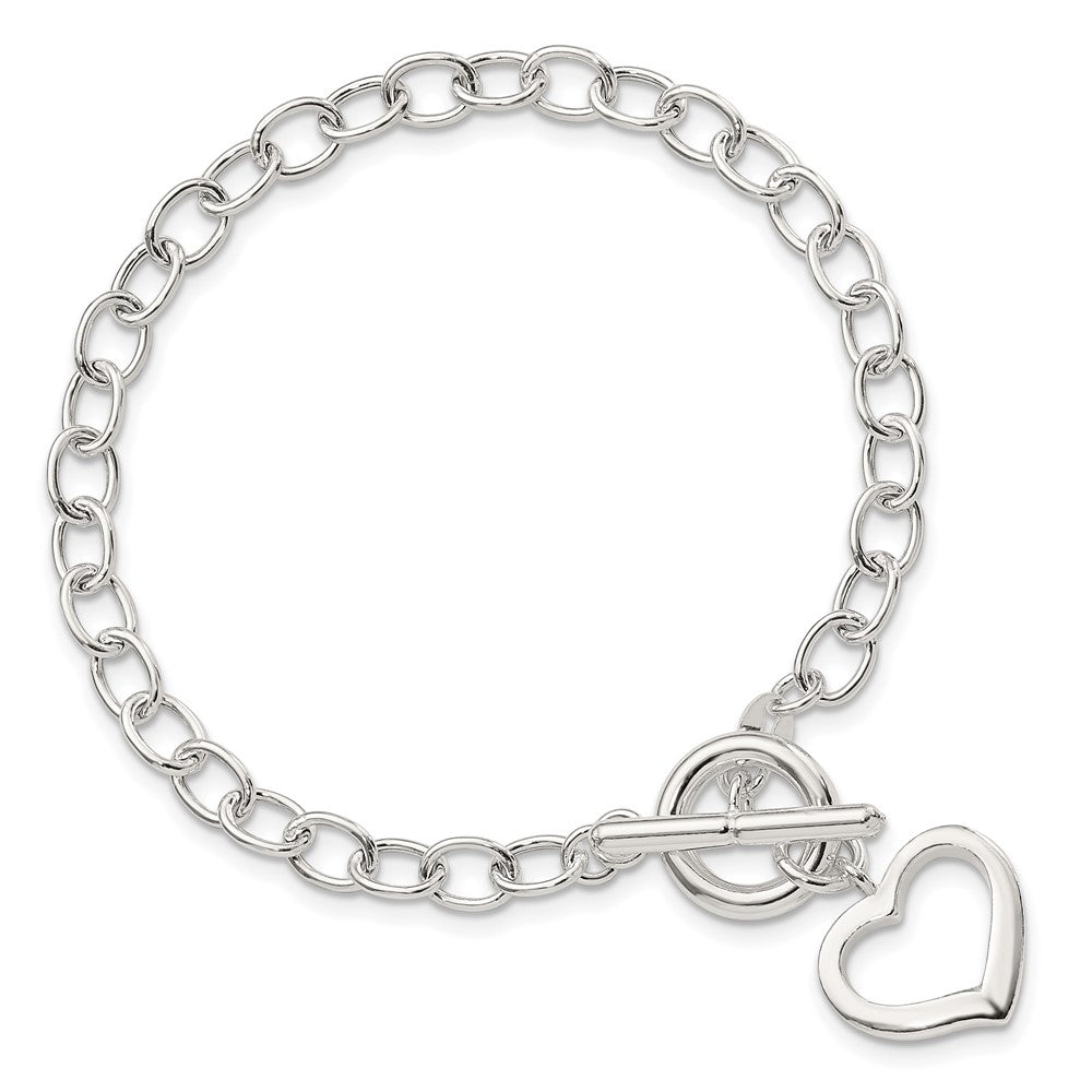 7.5 Inch Sterling Silver Open Link Heart Bracelet