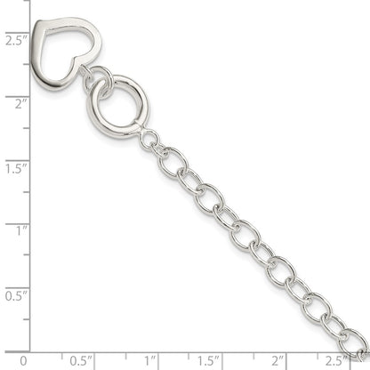 8.5 Inch Sterling Silver Open Link Heart Bracelet