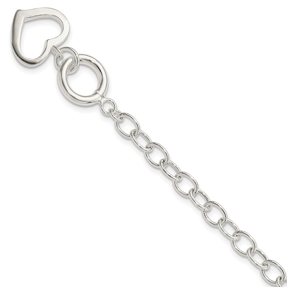 8.5 Inch Sterling Silver Open Link Heart Bracelet
