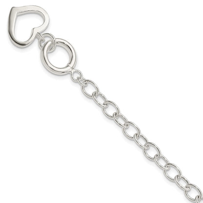 8.5 Inch Sterling Silver Open Link Heart Bracelet