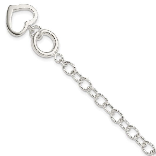 8.5 Inch Sterling Silver Open Link Heart Bracelet