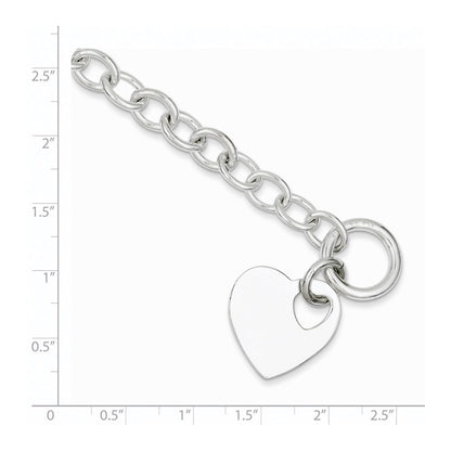 8.5 Inch Sterling Silver Polished Engraveable Heart Bracelet