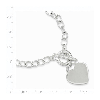 8.5 Inch Sterling Silver Oval Link Engraveable Heart Bracelet