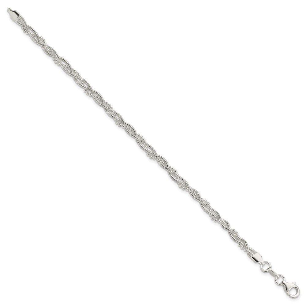 7.5 Inch Sterling Silver Fancy Braided Bracelet