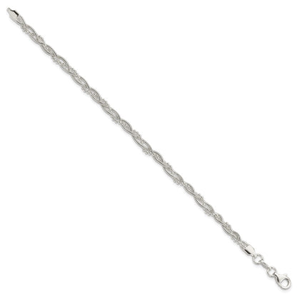 7.5 Inch Sterling Silver Fancy Braided Bracelet