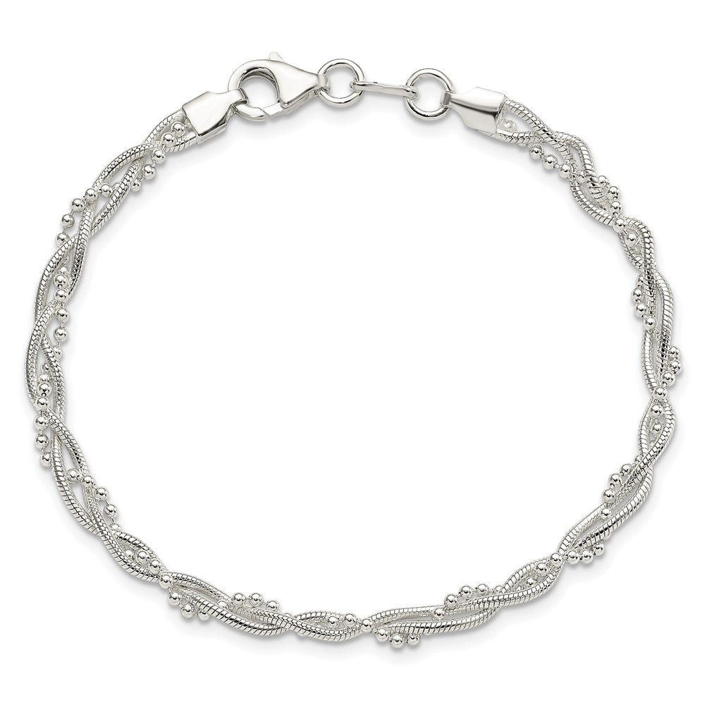 7.5 Inch Sterling Silver Fancy Braided Bracelet