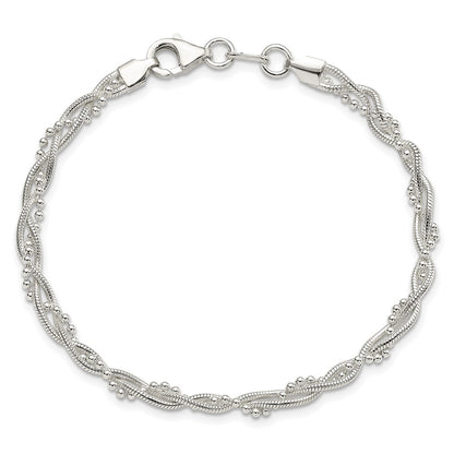 7.5 Inch Sterling Silver Fancy Braided Bracelet