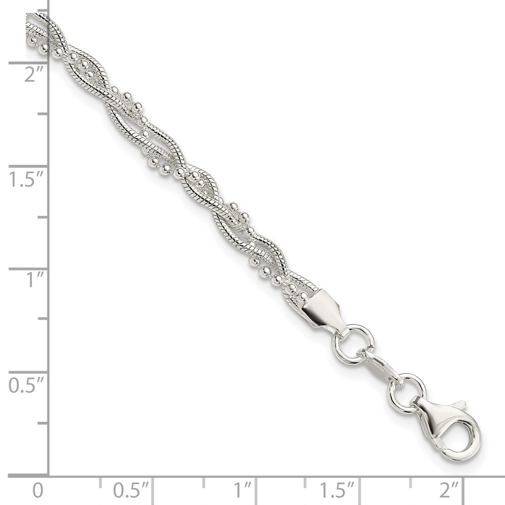7.5 Inch Sterling Silver Fancy Braided Bracelet