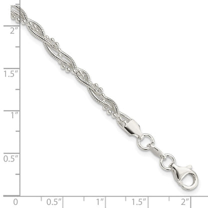 7.5 Inch Sterling Silver Fancy Braided Bracelet