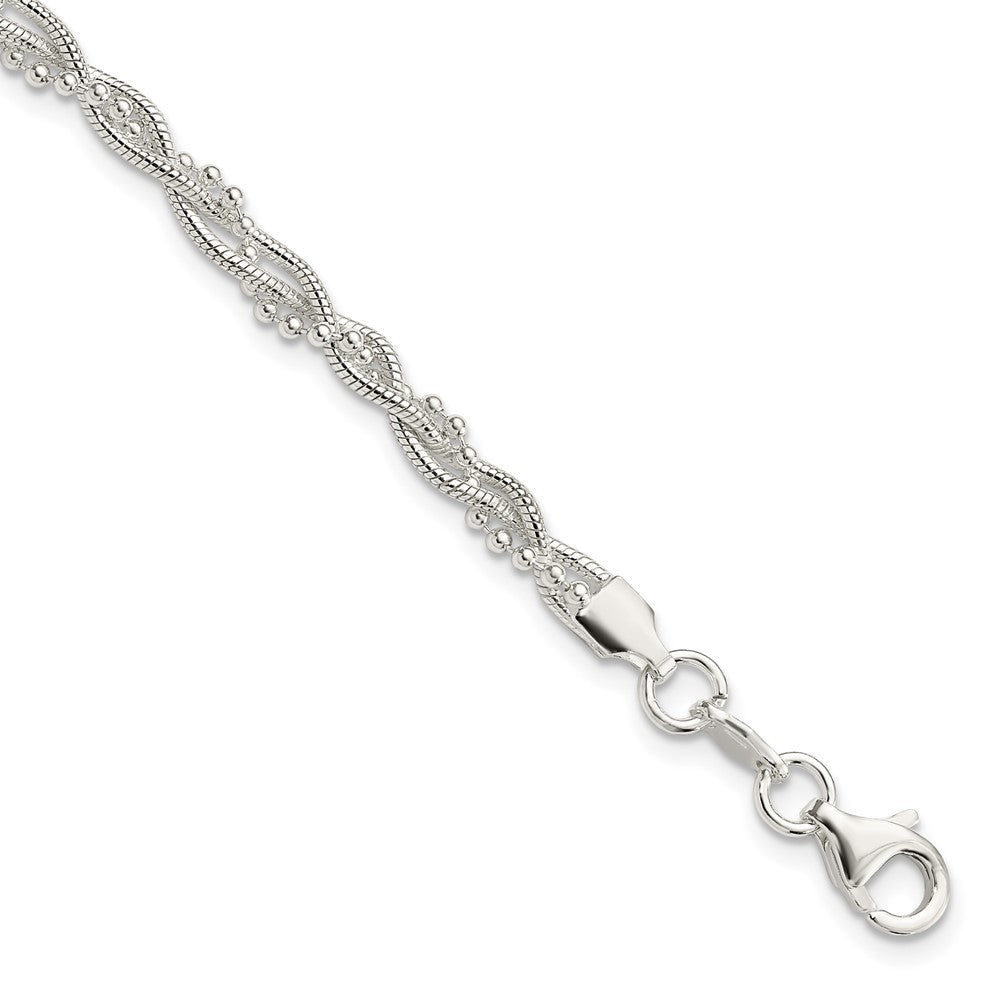 7.5 Inch Sterling Silver Fancy Braided Bracelet