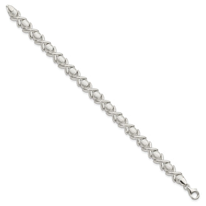 8 Inch Sterling Silver Polished And Satin X O Bracelet