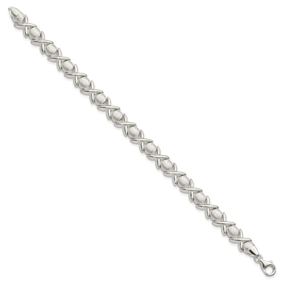 8 Inch Sterling Silver Polished And Satin X O Bracelet