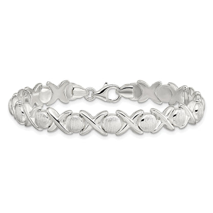8 Inch Sterling Silver Polished And Satin X O Bracelet