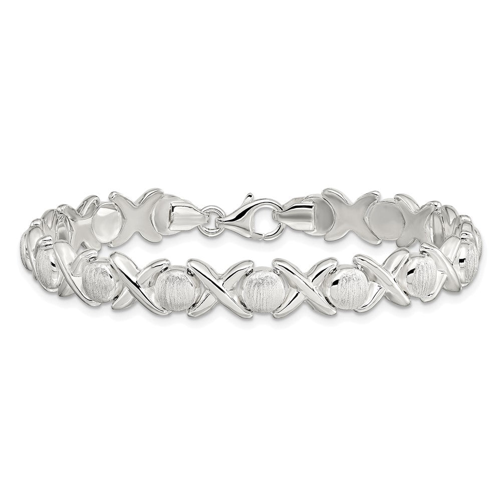 8 Inch Sterling Silver Polished And Satin X O Bracelet