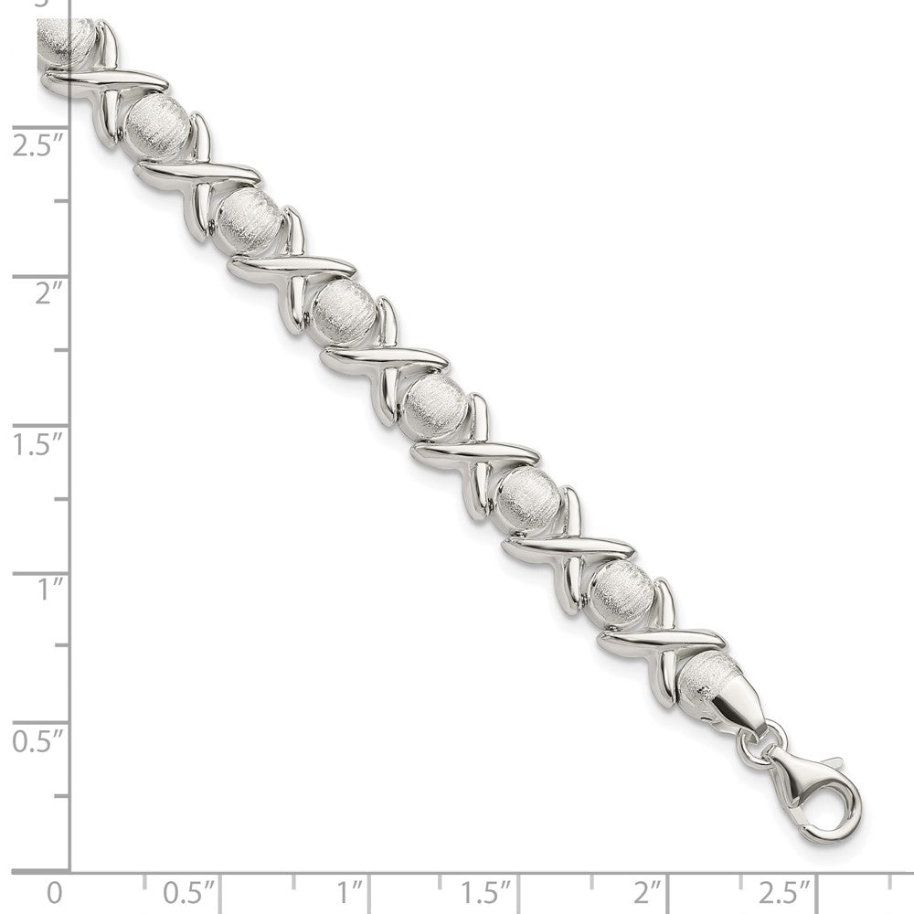 8 Inch Sterling Silver Polished And Satin X O Bracelet