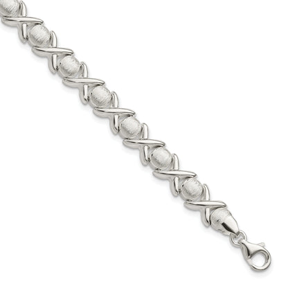 8 Inch Sterling Silver Polished And Satin X O Bracelet